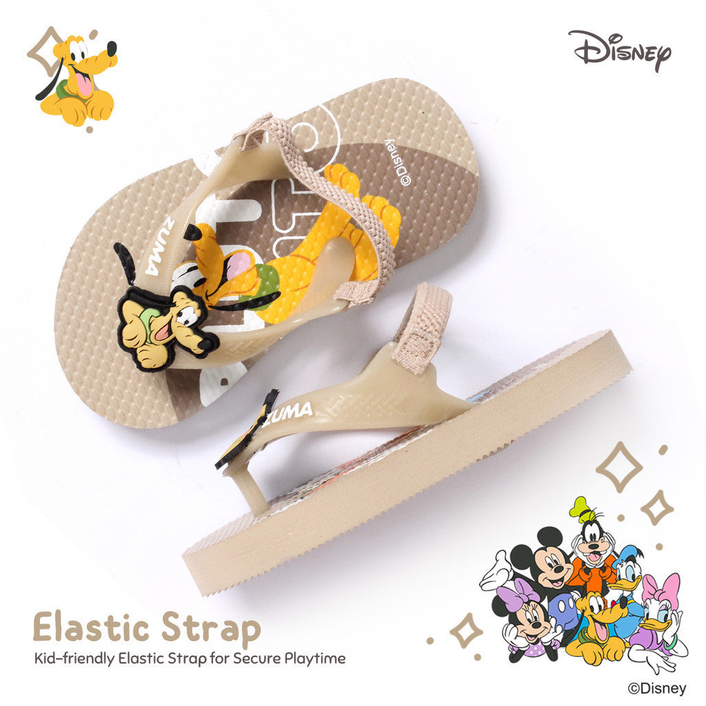 Zuma Baby x Mickey & Friends Brown, Sandal Jepit Bayi Karet Tali Belakang, Coklat