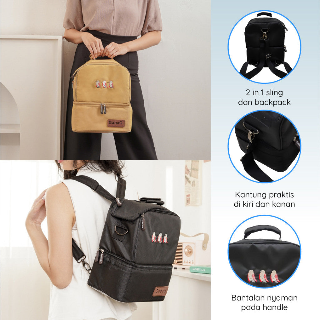 GabaG Tas Asi - Cooler Bag - Diaper Bag Backpack Sling Double Compartment Mommy Bag