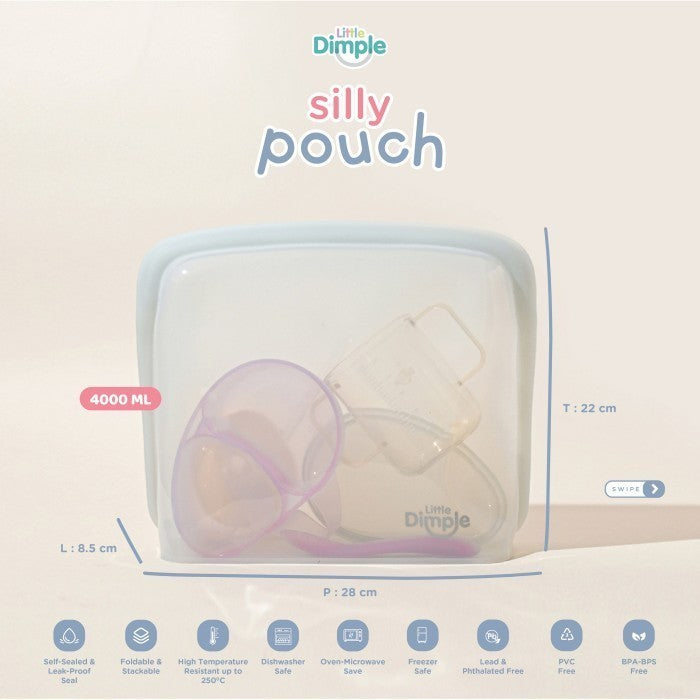 Little Dimple Silly Pouch Silikon Pouch Pompa Asi Makanan Anti Tumpah 4000 ml 4000ml