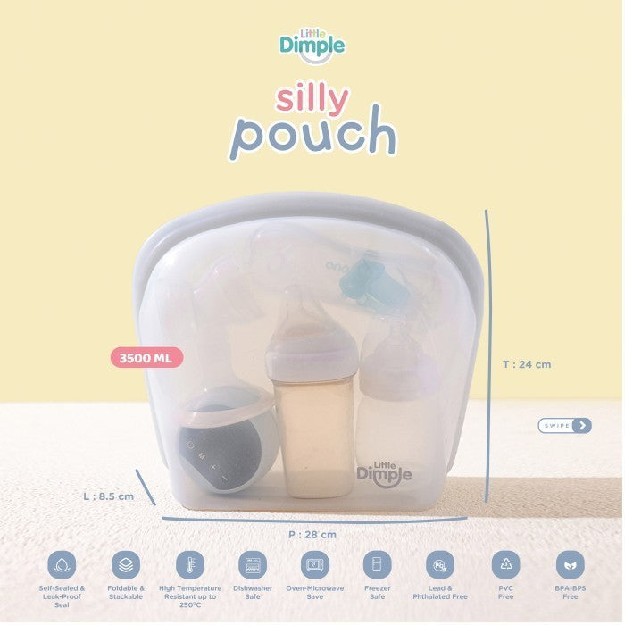 Little Dimple Silly Pouch Silikon Pouch Pompa Asi Makanan Anti Tumpah 3500 ml 3500ml
