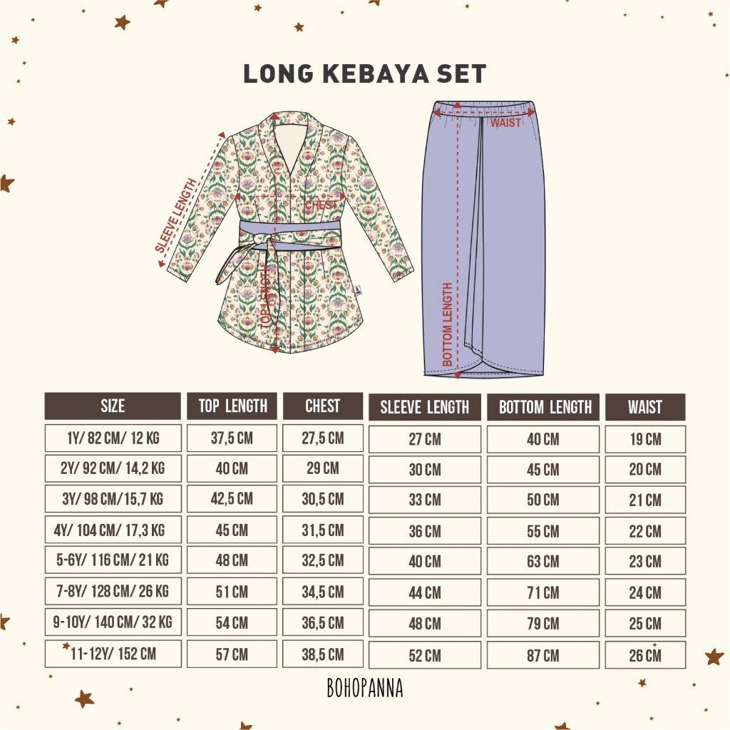 BOHOPANNA - LONG KEBAYA SET - BATIK - Kebaya Panjang - Kebaya Anak Perempuan