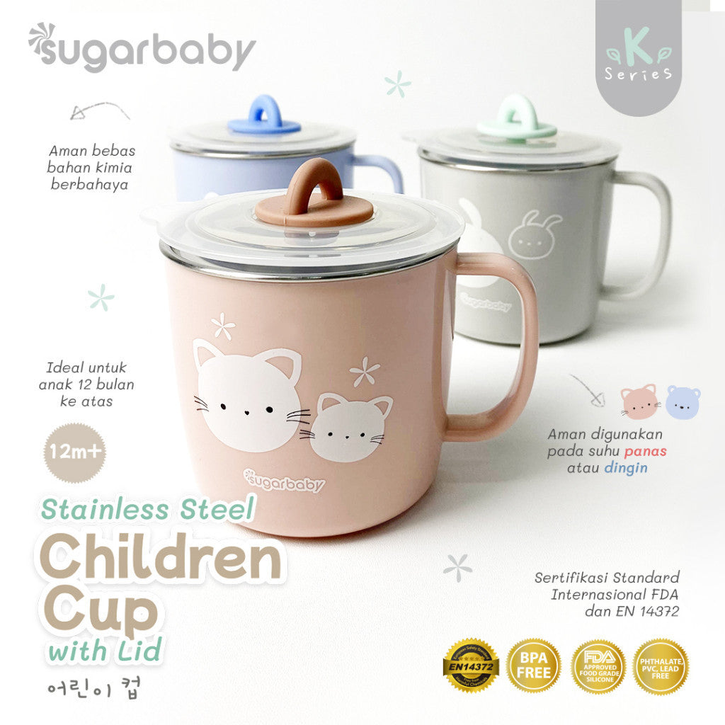 Sugar Baby Stainless Steel Cup with Lid/ Sugarbaby Gelas Minum stainless steel Anak/Gelas Minum