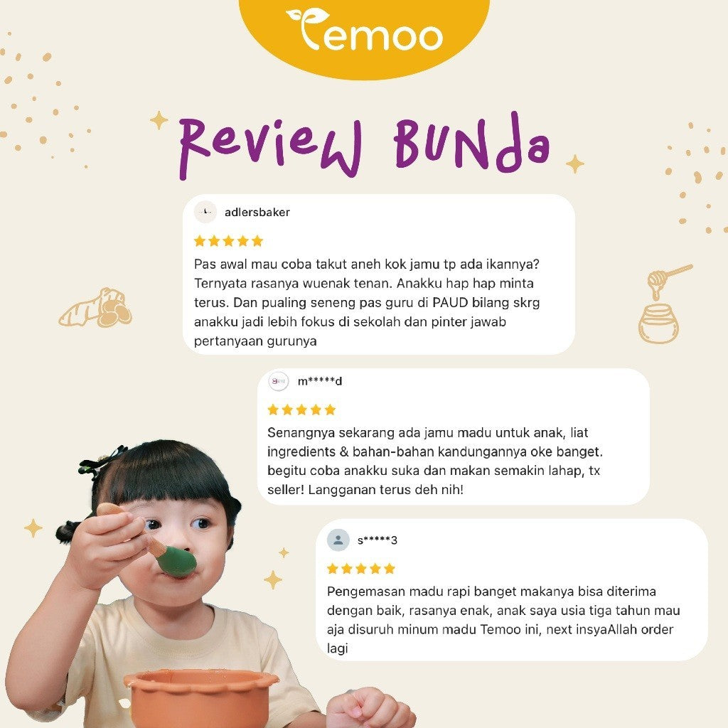 Temoo Hap Hap Madu Jamu 185 gr - Vitamin Penggemuk Badan Anak & Vitamin Otak Anak Cerdas Daya Ingat - Obat Nafsu Makan Gemuk Berat Badan Balita Suplemen Makanan T22