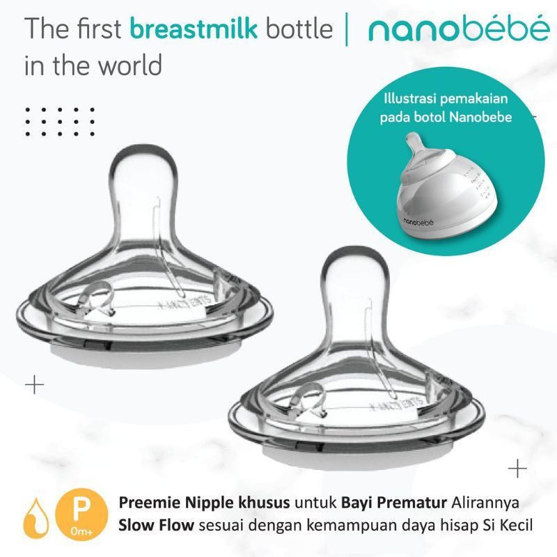 NANOBEBE replacement nipple (isi 2 dot) / NANO BEBE nipple botol susu / dot botol susu nanobebe / twinpack / preemie / 3m+ / Y - Cut / 0m+ / baru lahir / prematur / 6m+