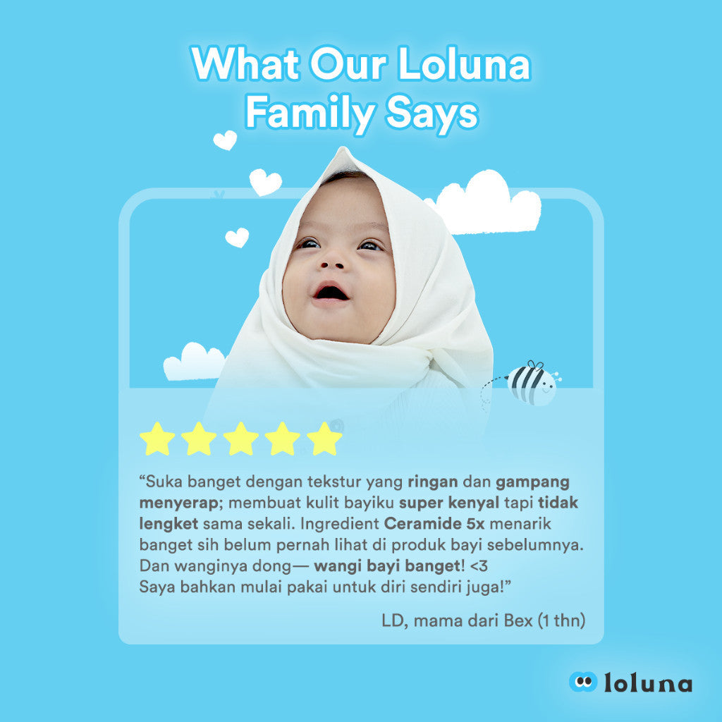 Loluna Face & Body Baby Lotion 200ml - Lotion Krim Muka dan Badan Bayi dan Anak / Krim untuk Newborn / 5x Ceramide