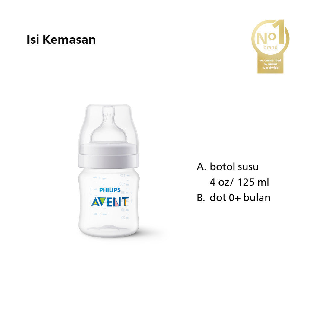 Philips Avent Bottle Anti-Colic 4OZ SCY100/01 Botol Susu Dot Bayi Anti Kolik 1pcs