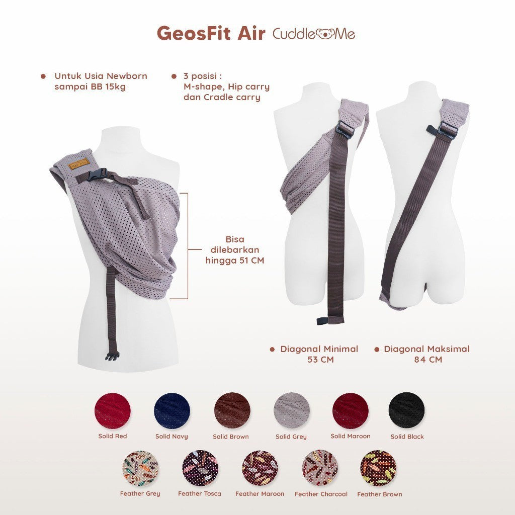 Gendongan Baby Carrier Depan Samping Bayi Newborn - 2 Tahun GeosFit Air Motif M Shape CuddleMe