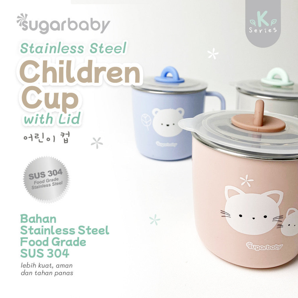 Sugar Baby Stainless Steel Cup with Lid/ Sugarbaby Gelas Minum stainless steel Anak/Gelas Minum