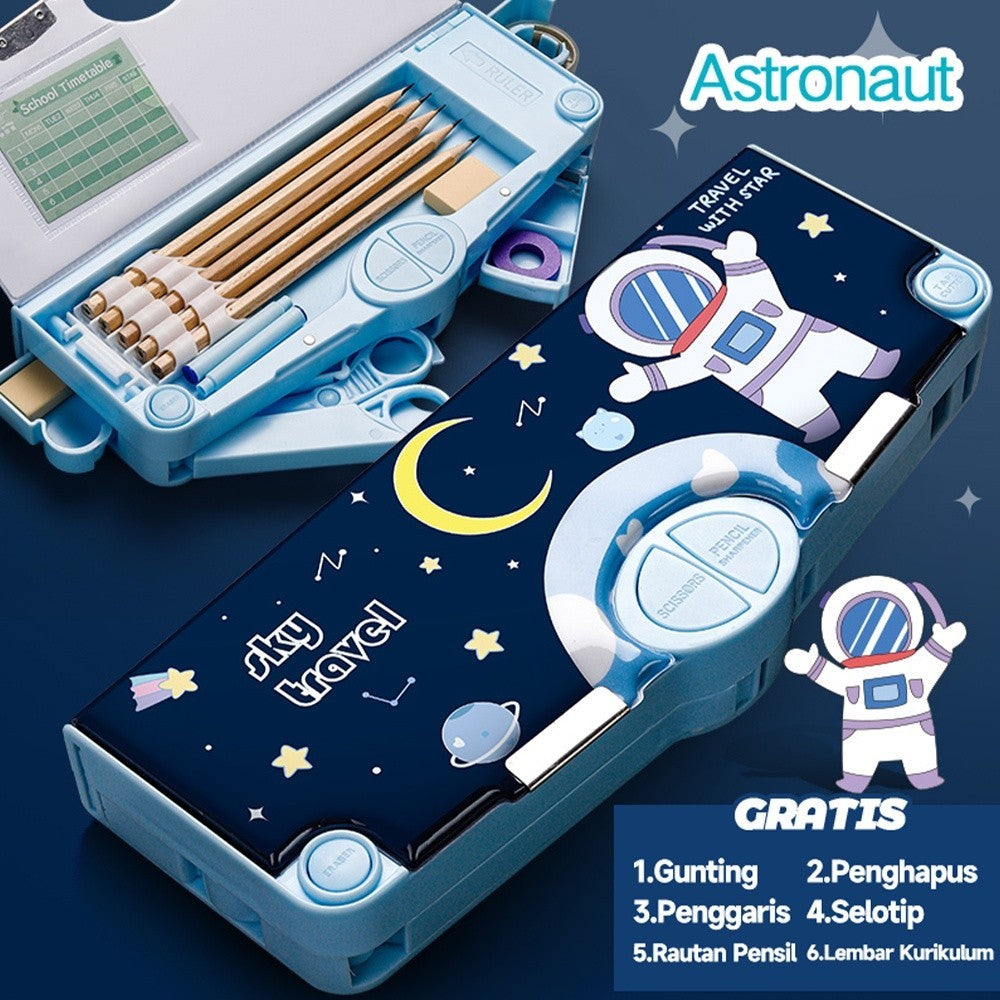 Hannei Tempat Pensil Multifungsi Motif Untuk Anak Kotak Pensil Case