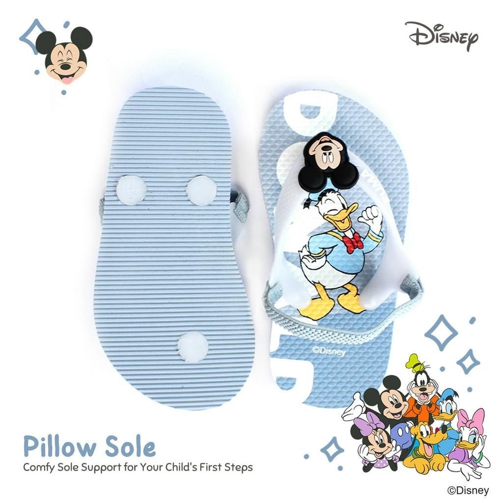 Zuma Baby x Mickey & Friends Blue, Sandal Jepit Bayi Karet Tali Belakang, Biru
