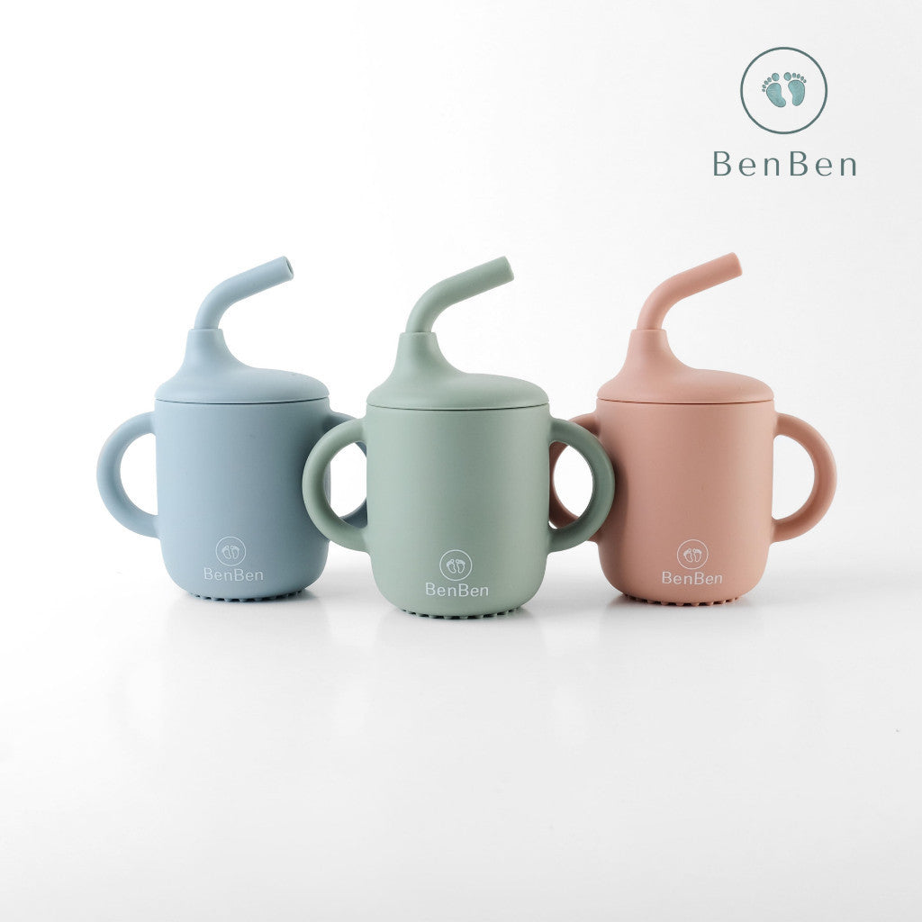BenBen Premium Silicone Sippy Cup with Handle Gelas Minum Bayi Anak Latihan
