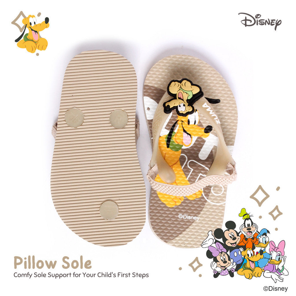 Zuma Baby x Mickey & Friends Brown, Sandal Jepit Bayi Karet Tali Belakang, Coklat