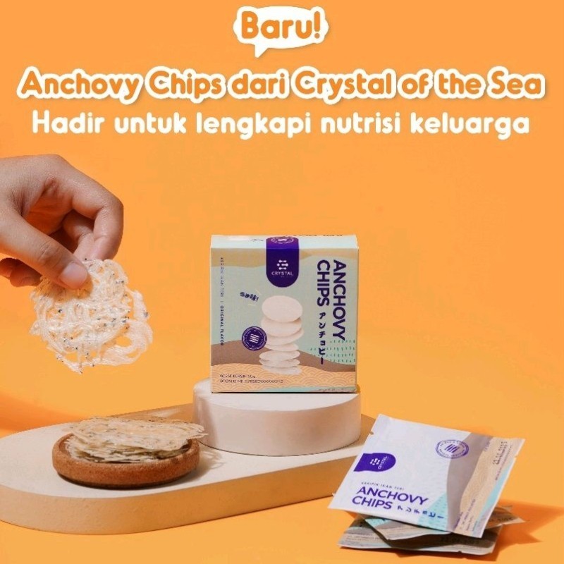 Crystal of the Sea | Anchovy Chips Snack / Keripik Ikan Teri Rasa Original / Kerupuk untuk MPASI / Kerupuk Anak Non MSG / Krupuk Kalsium Tinggi