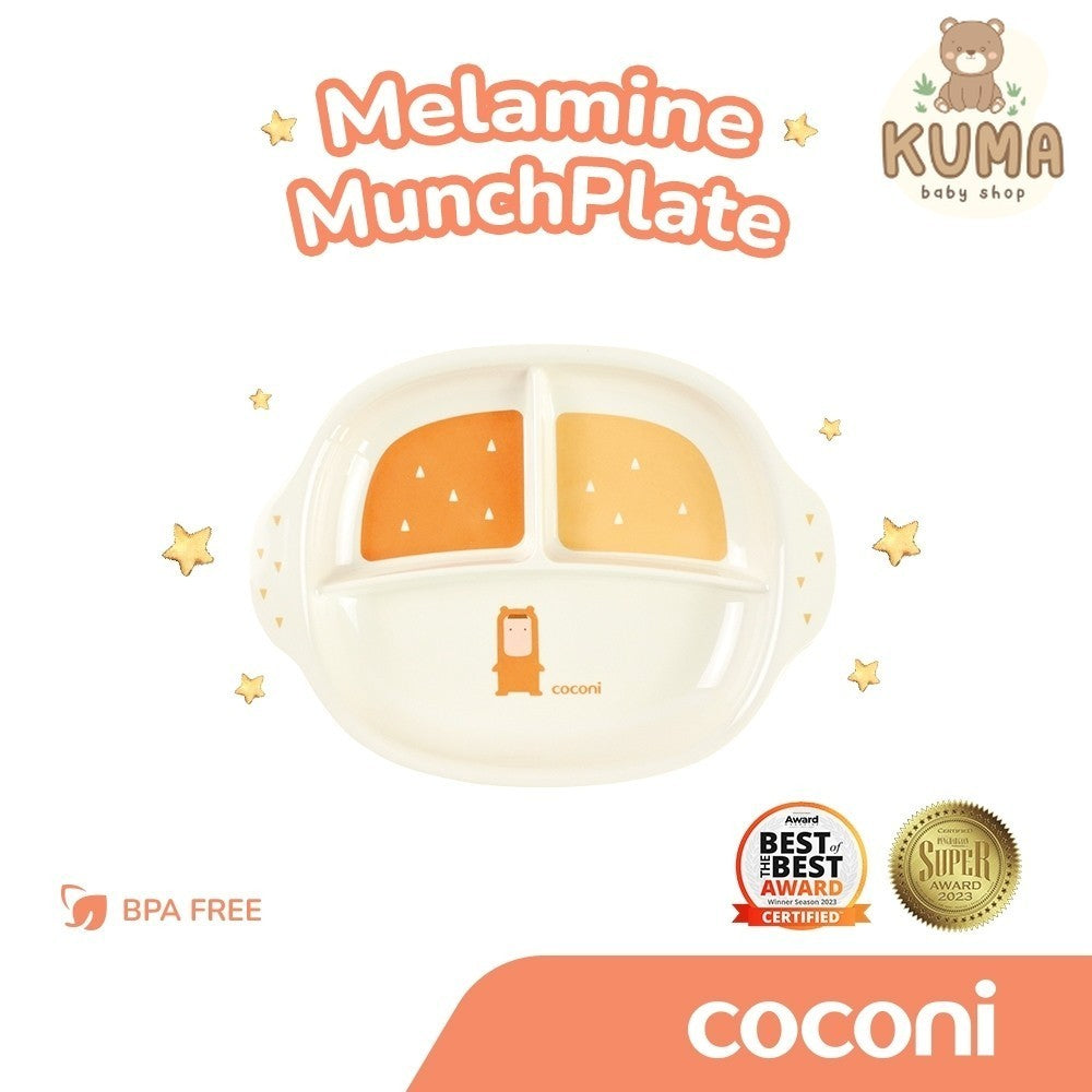 COCONI Melamine MunchPlate | Piring Makan Anak Bayi Sekat Tiga BPA FREE FOOD GRADE