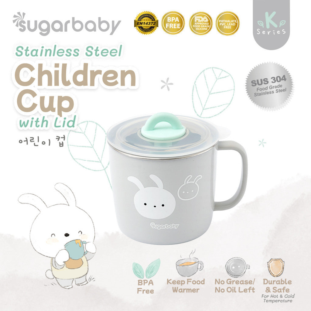Sugar Baby Stainless Steel Cup with Lid/ Sugarbaby Gelas Minum stainless steel Anak/Gelas Minum