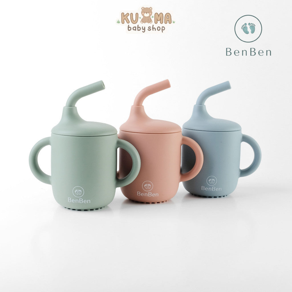 BenBen Premium Silicone Sippy Cup with Handle Gelas Minum Bayi Anak Latihan