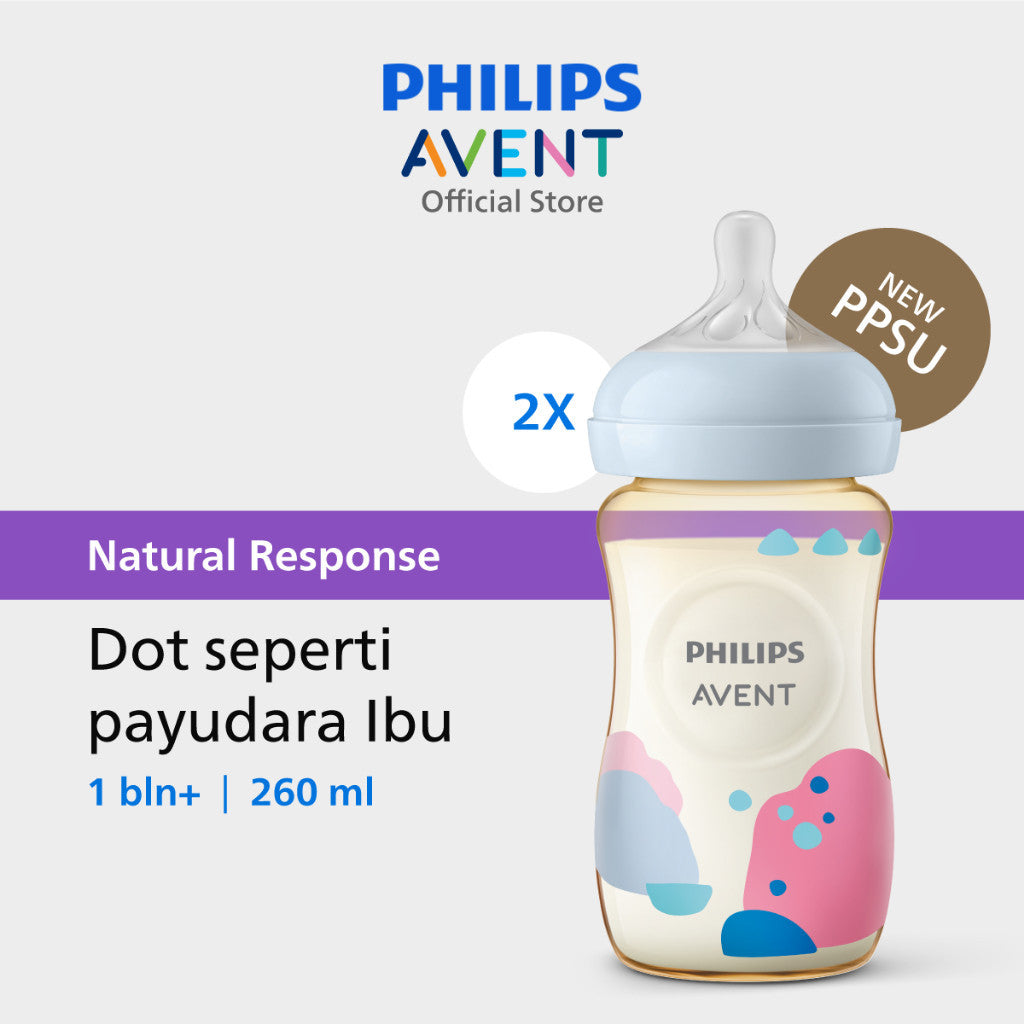 Philips Avent | Botol Susu Bayi | PPSU Natural Response | Dot Seperti Payudara Ibu & Tahan Hingga 180°C | 125ml 260 ml