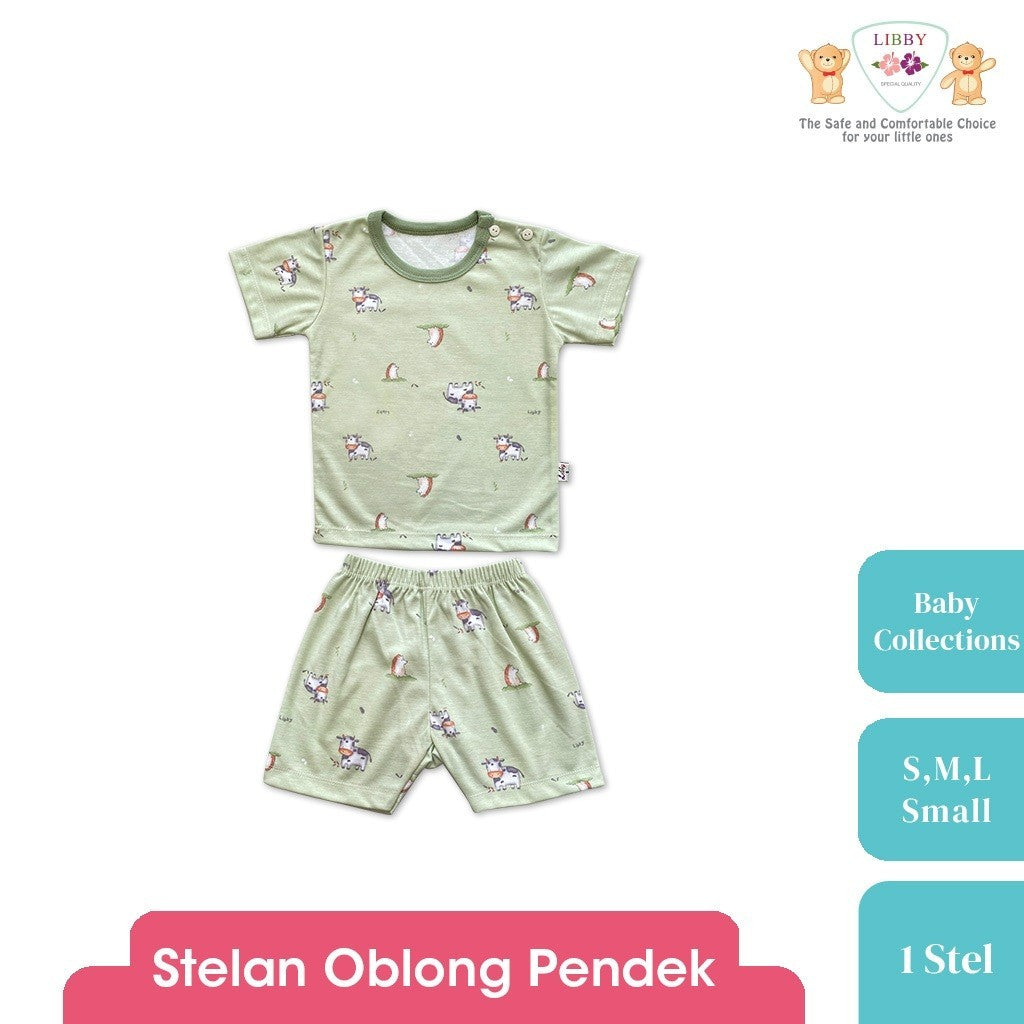 LIBBY Setelan Piyama Oblong Pendek Anak Laki Laki Perempuan Motif Baby Collections (1 stel)