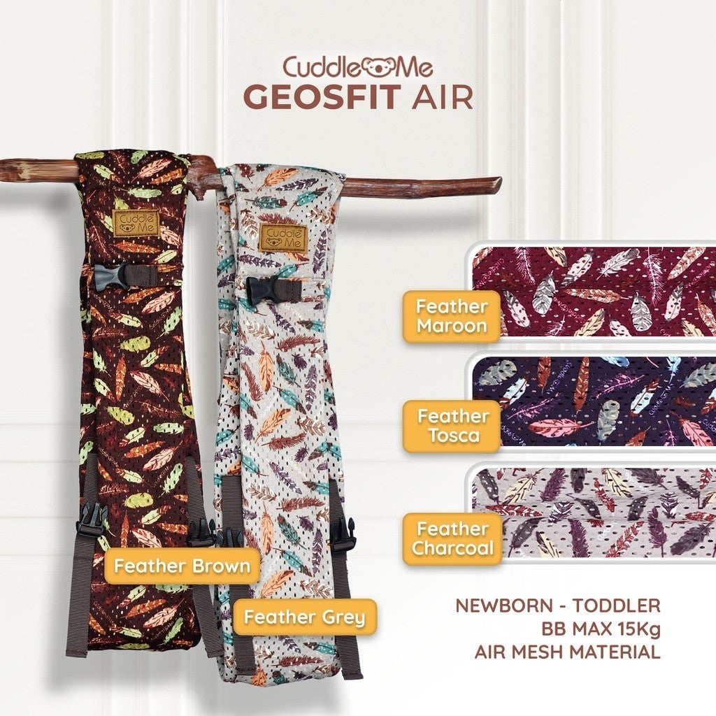 Gendongan Baby Carrier Depan Samping Bayi Newborn - 2 Tahun GeosFit Air Motif M Shape CuddleMe