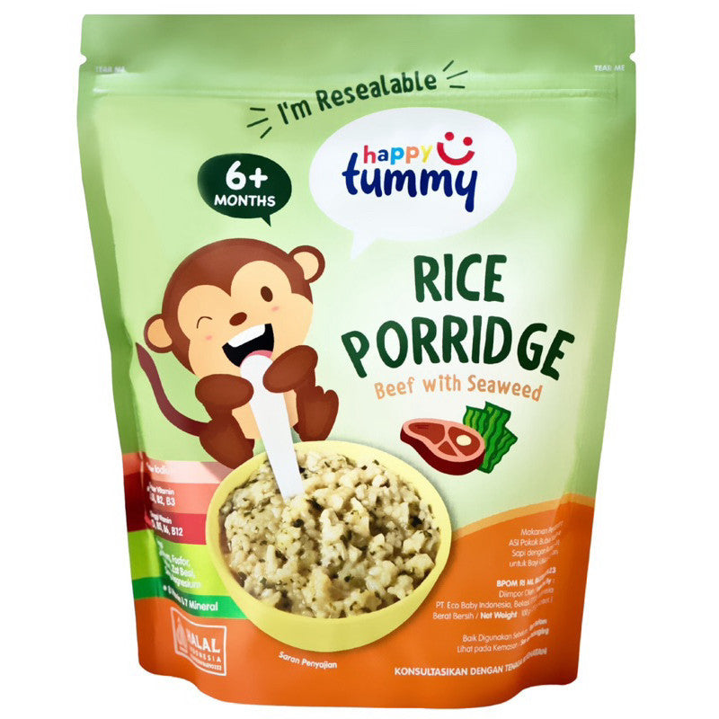 Happy tummy Rice Cereal Rice porridge bubur bayi Non MSG Bubur Bayi Bubur Sehat Penambah NAfsu Makan Cemilan Mpasi BB Booster bubur penambah Berat Badan Tanpa Pengawet Tanpa MSG mpasi instant