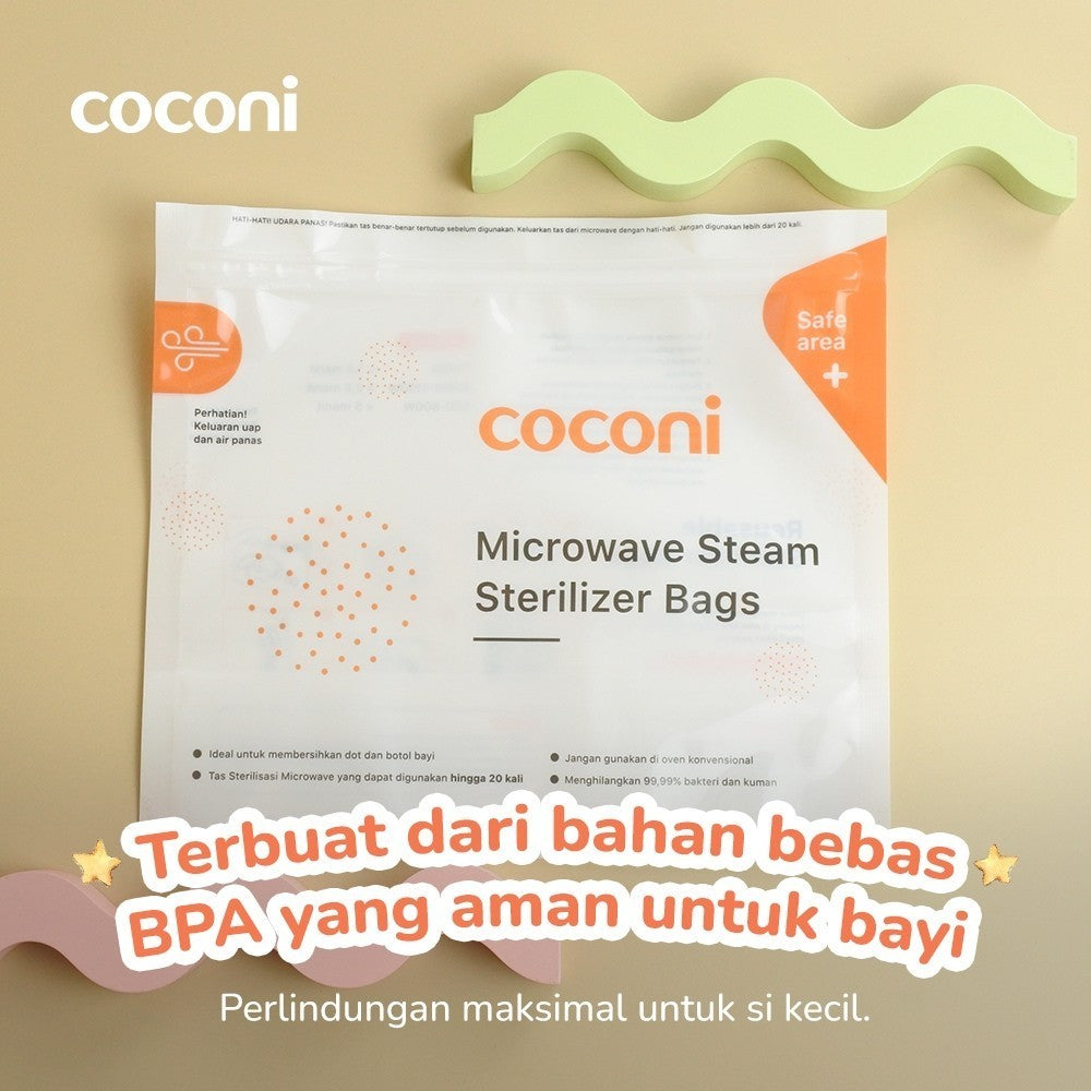 COCONI Microwave Steam Sterilizer Bag 6 Pcs | Reusable Kantong Sterilizer Botol Susu Perlengkapan Bayi isi 6Pcs