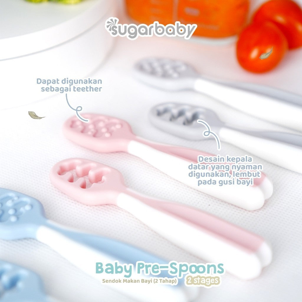 Sugar Baby Pre Spoon 2 Stages Sendok Belajar Bayi BPA FREE / Training Spoon / Peralatan Makan MPASI Bayi