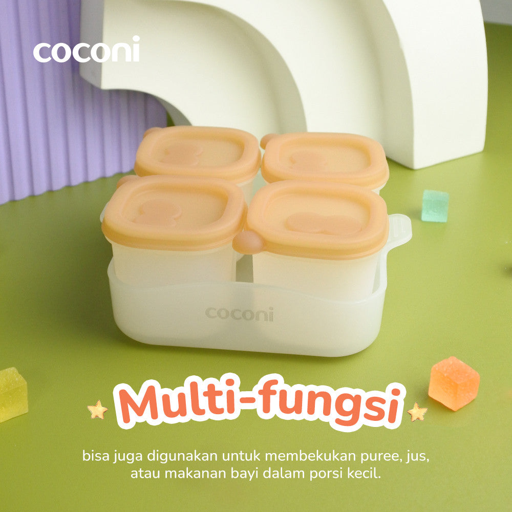 COCONI Portion Pods 4 Pcs | Tempat Wadah Penyimpanan MPASI Cetakan Es Batu isi 4 Pcs Silikon BPA FREE