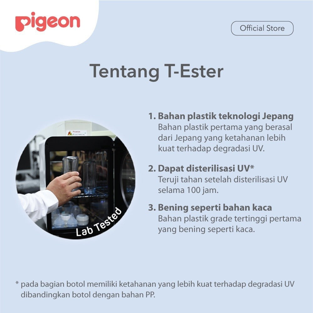 PIGEON Botol Softouch T-Ester Wide Neck Clear 200ml/300ML W/ P-Plus Nipple (BOTOL SUSU PIGEON) / Wide neck / perlengkapan menyusui anak bayi / Softouch / PPSU /botol susu kaca jernih / sinar uv