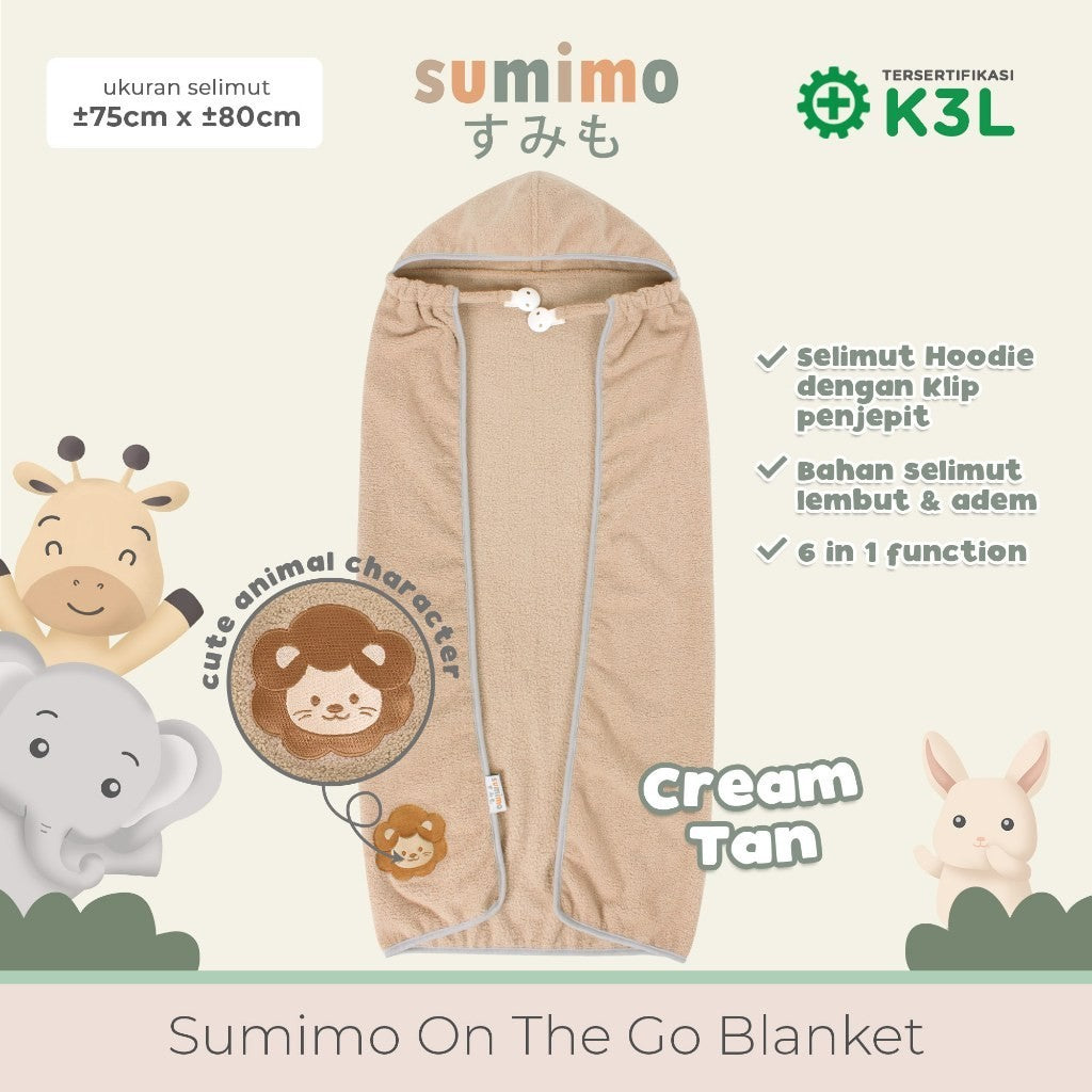 Sumimo On The Go Blanket / Selimut Bayi Clip On 6 in 1 Function Stroller Menyusui Hoodie