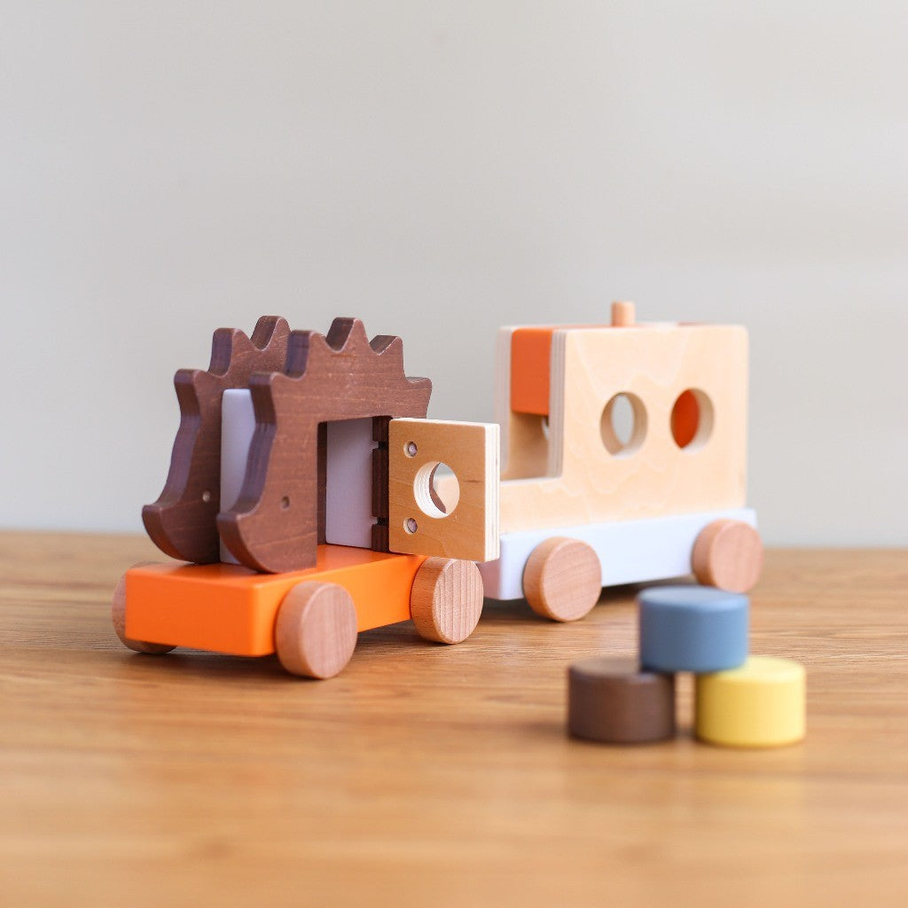 LT-Hedgehog Tumble Train/Mainan Motorik Halus/Mainan Edukasi Anak 2 Tahun/Mainan Montessori/Learning Time/Fine Motor Series