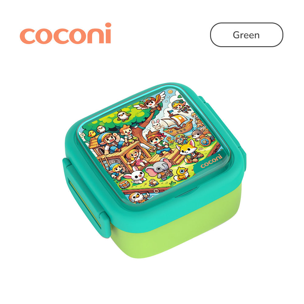COCONI Travel Feeding Set With Fork and Spoon | Kotak Makan Anak Traveling Dengan Sendok dan Garpu