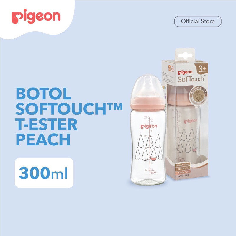 PIGEON Botol Softouch T-Ester Wide Neck Clear 200ml/300ML W/ P-Plus Nipple (BOTOL SUSU PIGEON) / Wide neck / perlengkapan menyusui anak bayi / Softouch / PPSU /botol susu kaca jernih / sinar uv