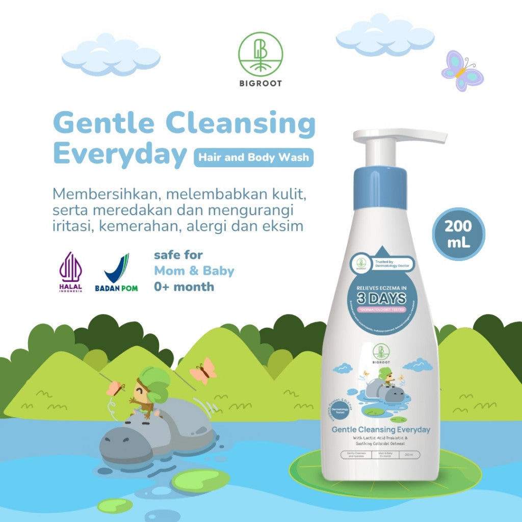 Bigroot Gentle Cleansing Everyday Hair And Body Wash 200ml - Meredakan Eksim Dan Alergi