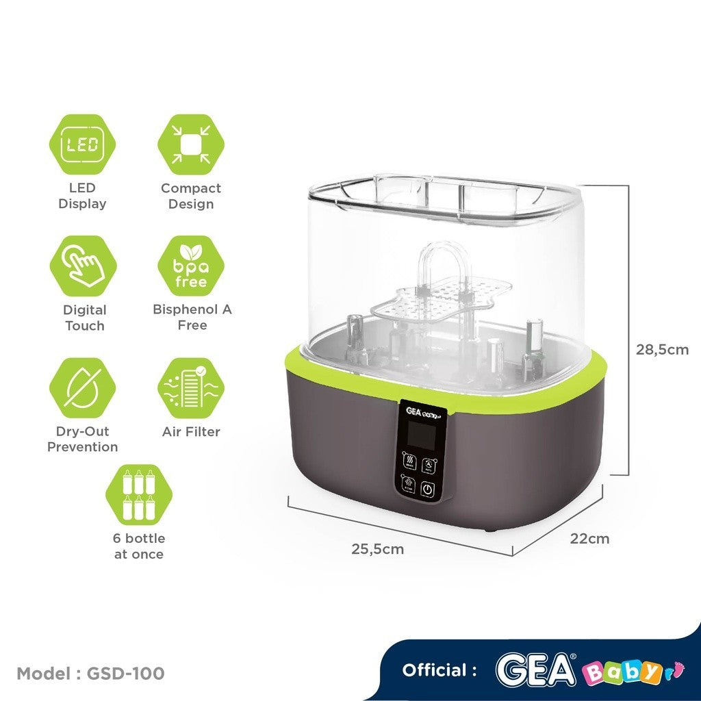 GEA BABY Bottle Sterilizer & Dryer GSD-100 / sterilisasi uap / pengering botol