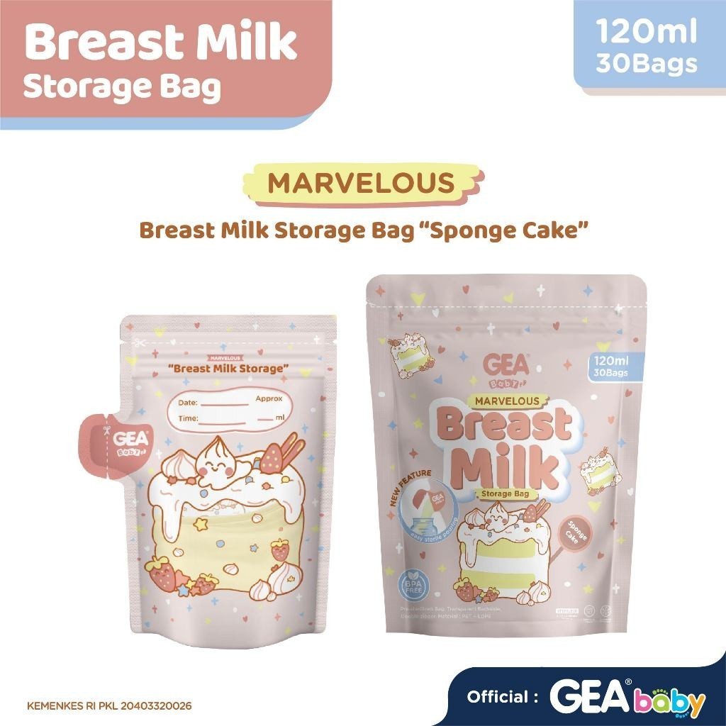 GEA Baby premium breast milk storage bag 120ml Pour Marvelous Dessert Edition / kantong asi isi 30 pouch