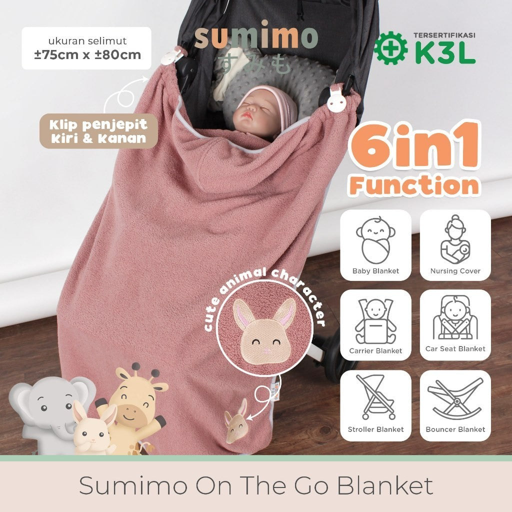 Sumimo On The Go Blanket / Selimut Bayi Clip On 6 in 1 Function Stroller Menyusui Hoodie