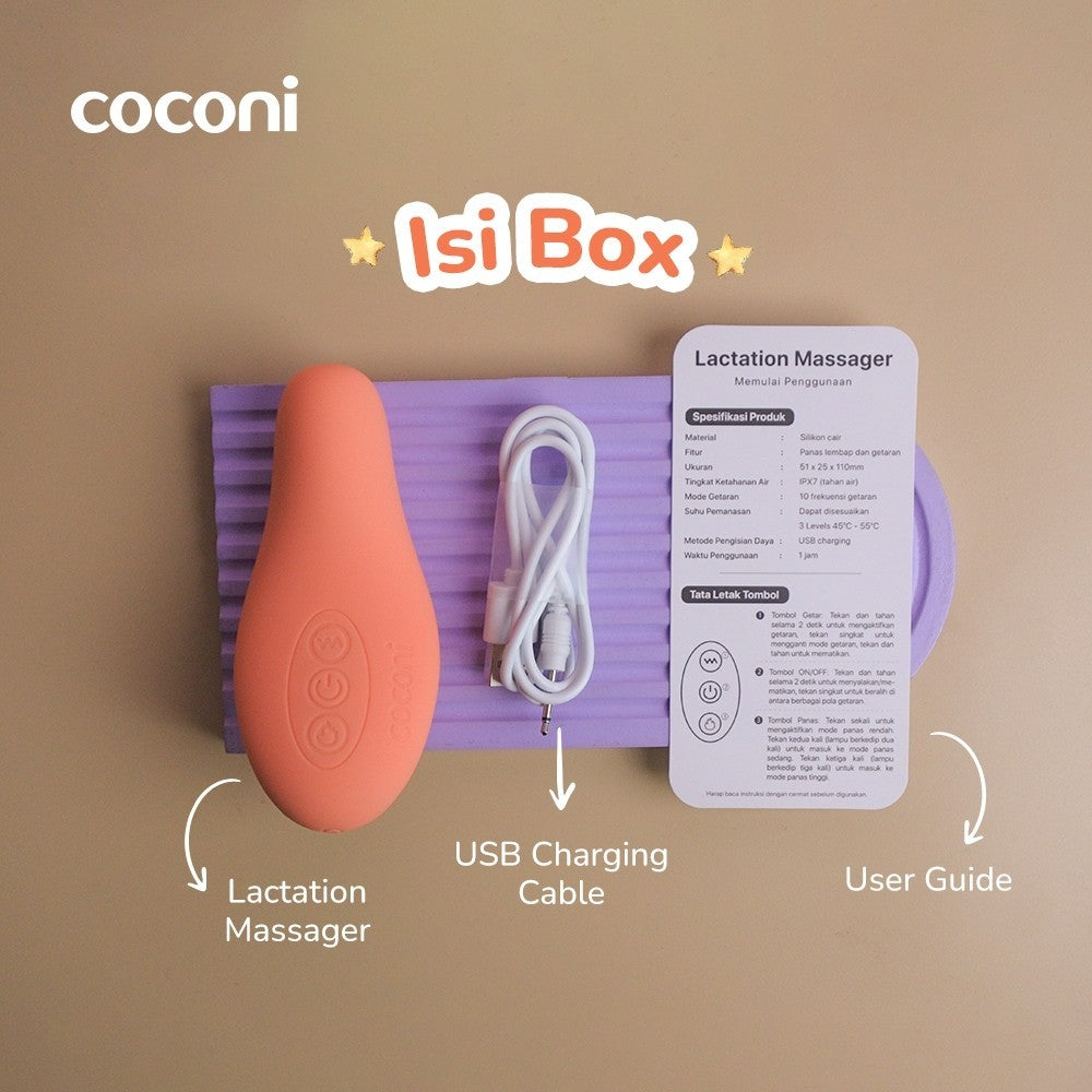 Coconi Warming Lactation Massager | Alat Pijat Laktasi ASI dengan Penghangat dan Getaran, Lancarkan ASI Tersumbat