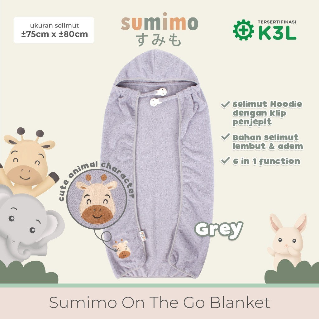 Sumimo On The Go Blanket / Selimut Bayi Clip On 6 in 1 Function Stroller Menyusui Hoodie