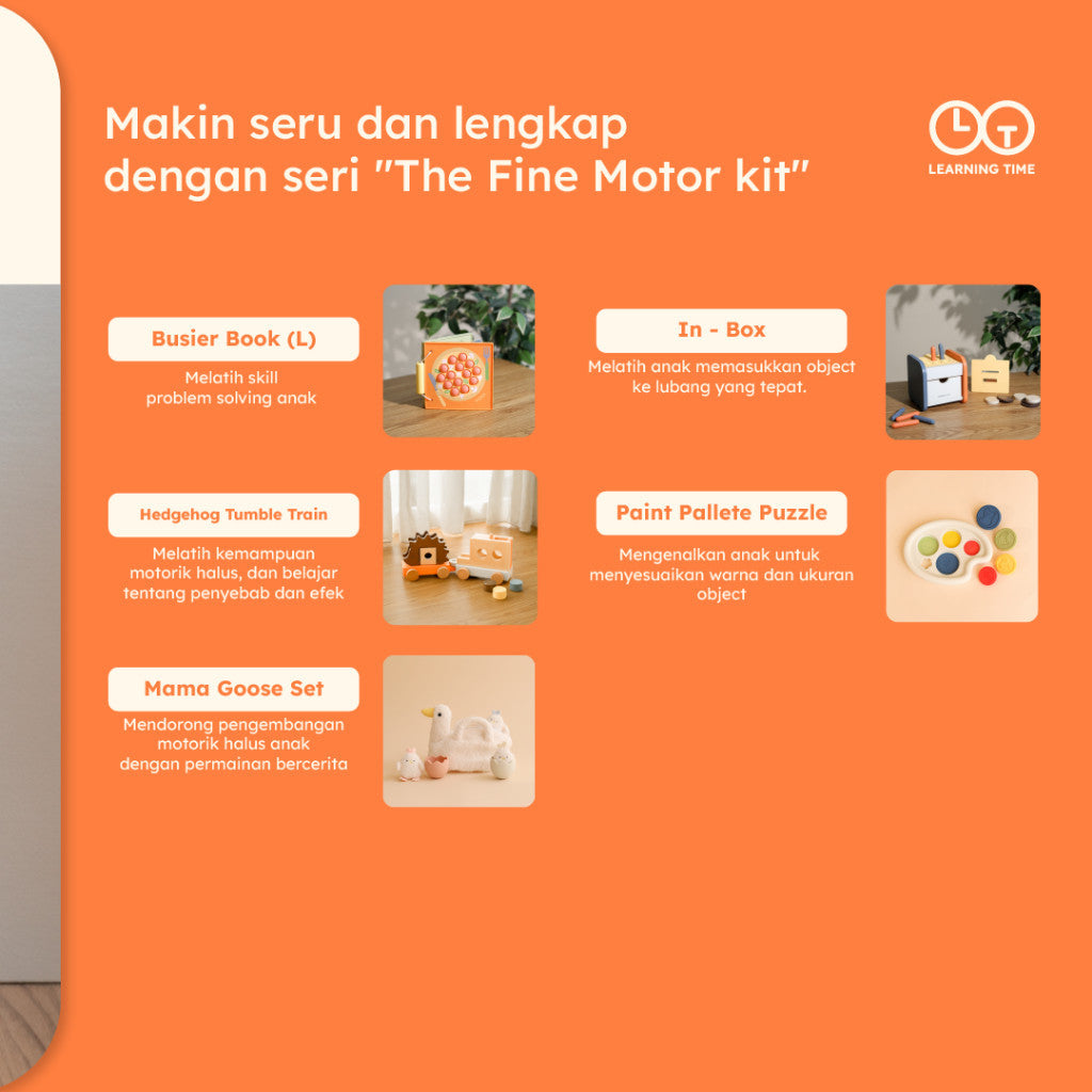 LT-Hedgehog Tumble Train/Mainan Motorik Halus/Mainan Edukasi Anak 2 Tahun/Mainan Montessori/Learning Time/Fine Motor Series