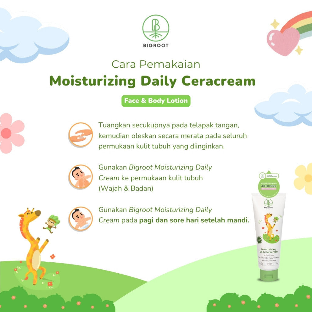 Bigroot Moisturizing Daily Ceracream Face & Body Lotion with 6x Vegan Ceramide 120 ml - 48 Jam melembabkan kulit