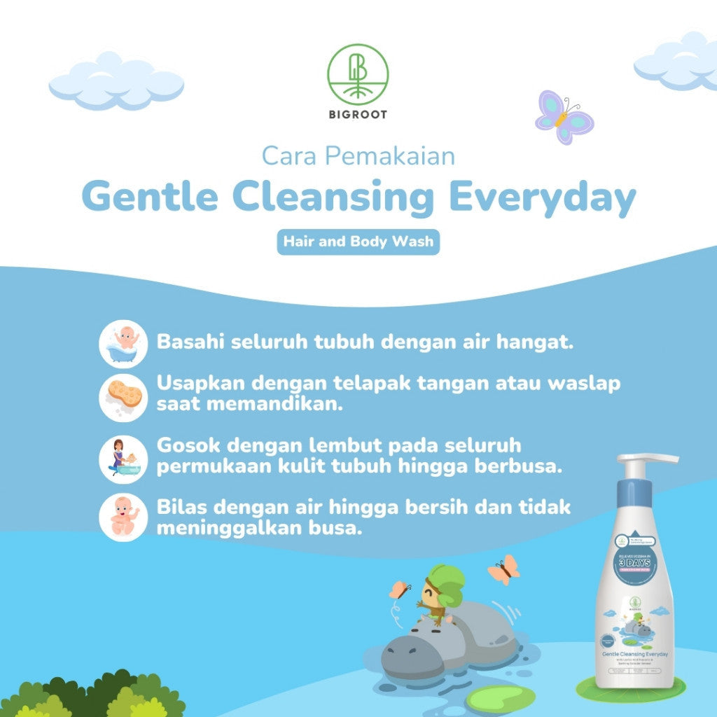 Bigroot Gentle Cleansing Everyday Hair And Body Wash 200ml - Meredakan Eksim Dan Alergi