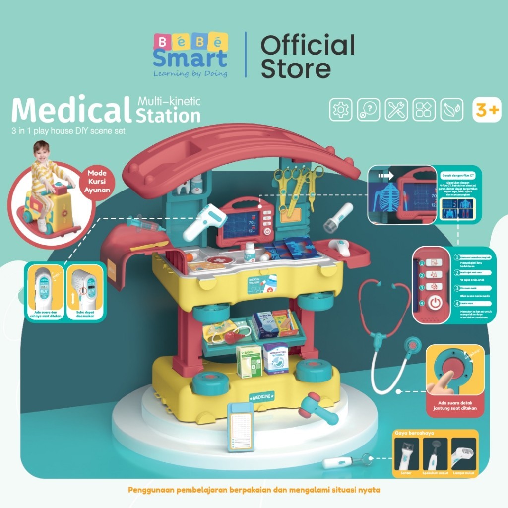 BEBE SMART BEBESMART Ride On Mainan Anak 3 in 1 / Mainan Edukatif / Mainan Dokter / Mainan Makeup / Mainan Dapur