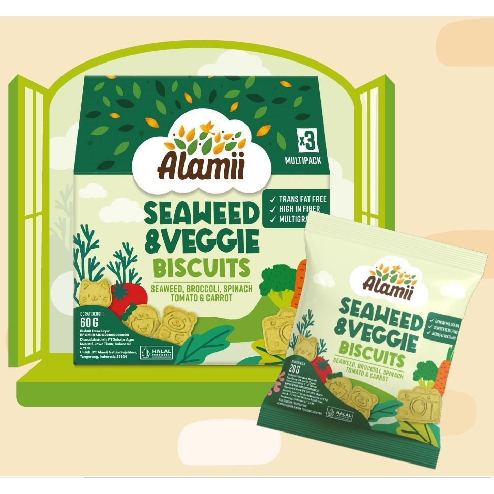 ALAMII MULTIGRAIN BISCUITS 1 TAHUN 60 G Biskuit Anak Bebas Lemak trans Sumber Serat