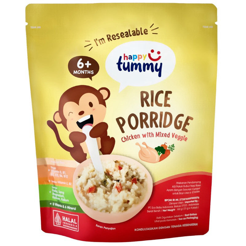 Happy tummy Rice Cereal Rice porridge bubur bayi Non MSG Bubur Bayi Bubur Sehat Penambah NAfsu Makan Cemilan Mpasi BB Booster bubur penambah Berat Badan Tanpa Pengawet Tanpa MSG mpasi instant