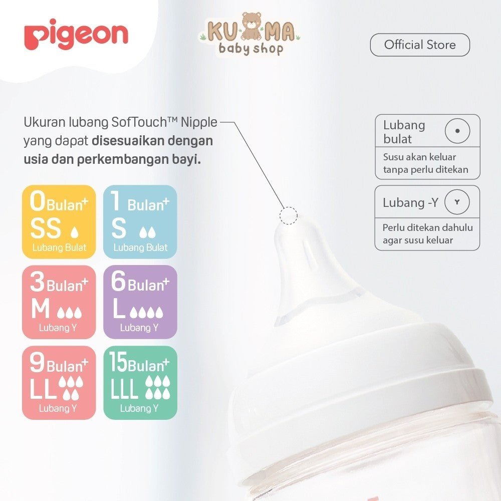 PIGEON SOFTOUCH PLUS NIPPLE 1 PCS BOX S-LL