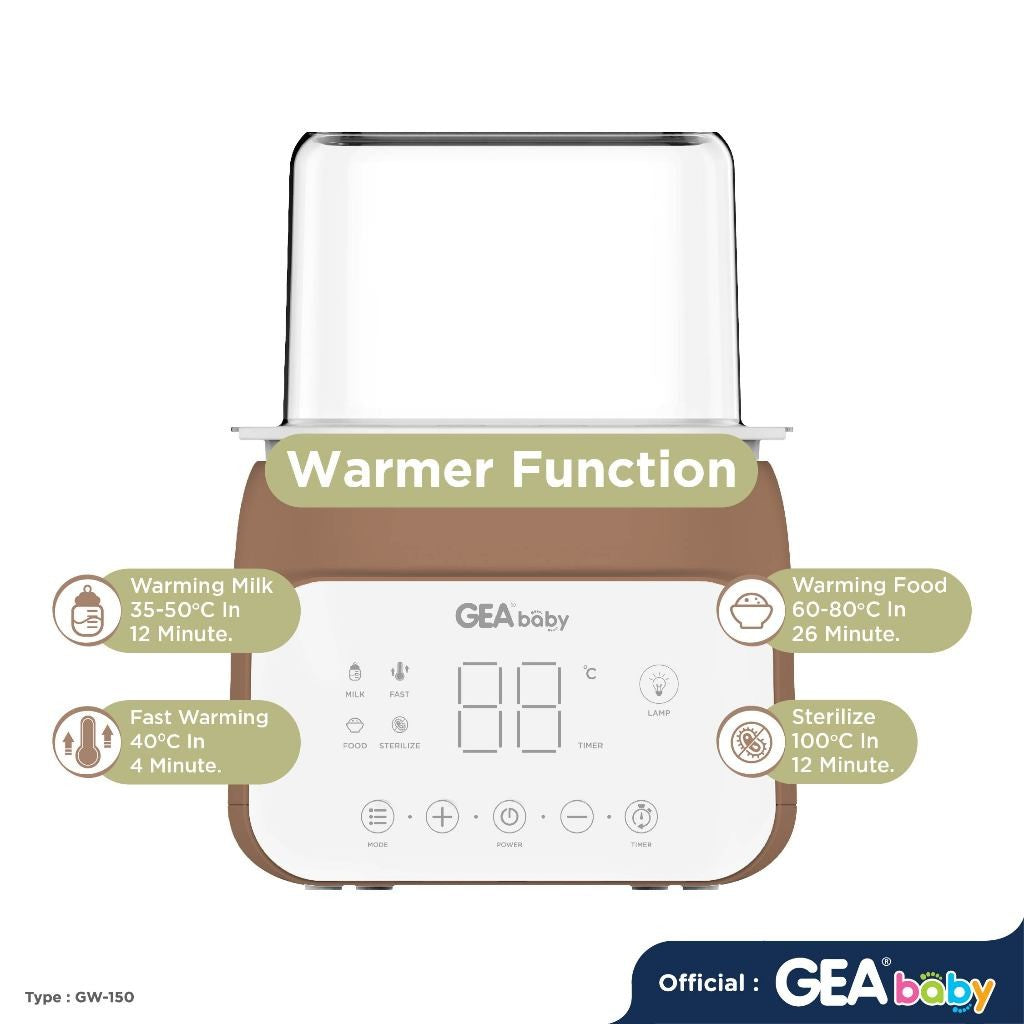 Gea baby Smart Digital Bottle Warmer & Sterilizer GW-150 / penghangat botol susu / pemanas susu / pemanas makanan / sterilisasi uap
