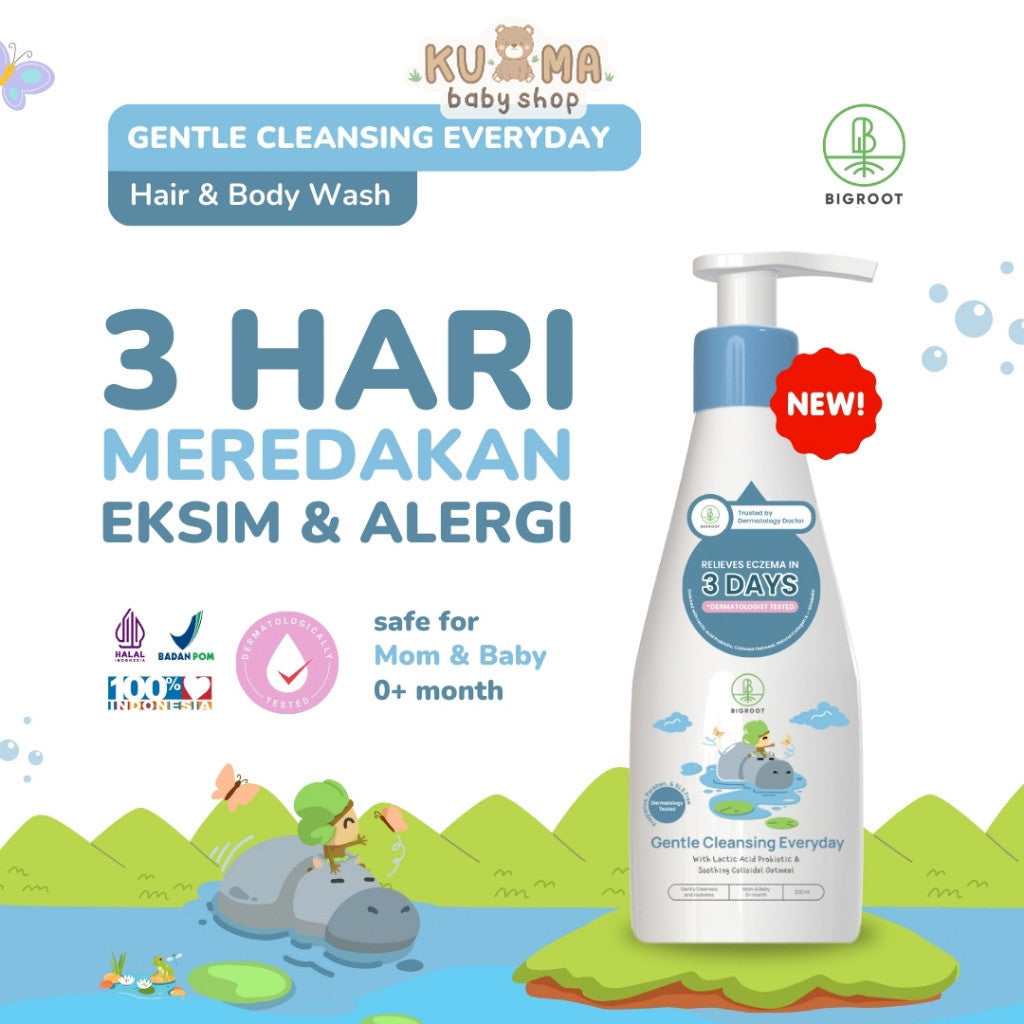 Bigroot Gentle Cleansing Everyday Hair And Body Wash 200ml - Meredakan Eksim Dan Alergi