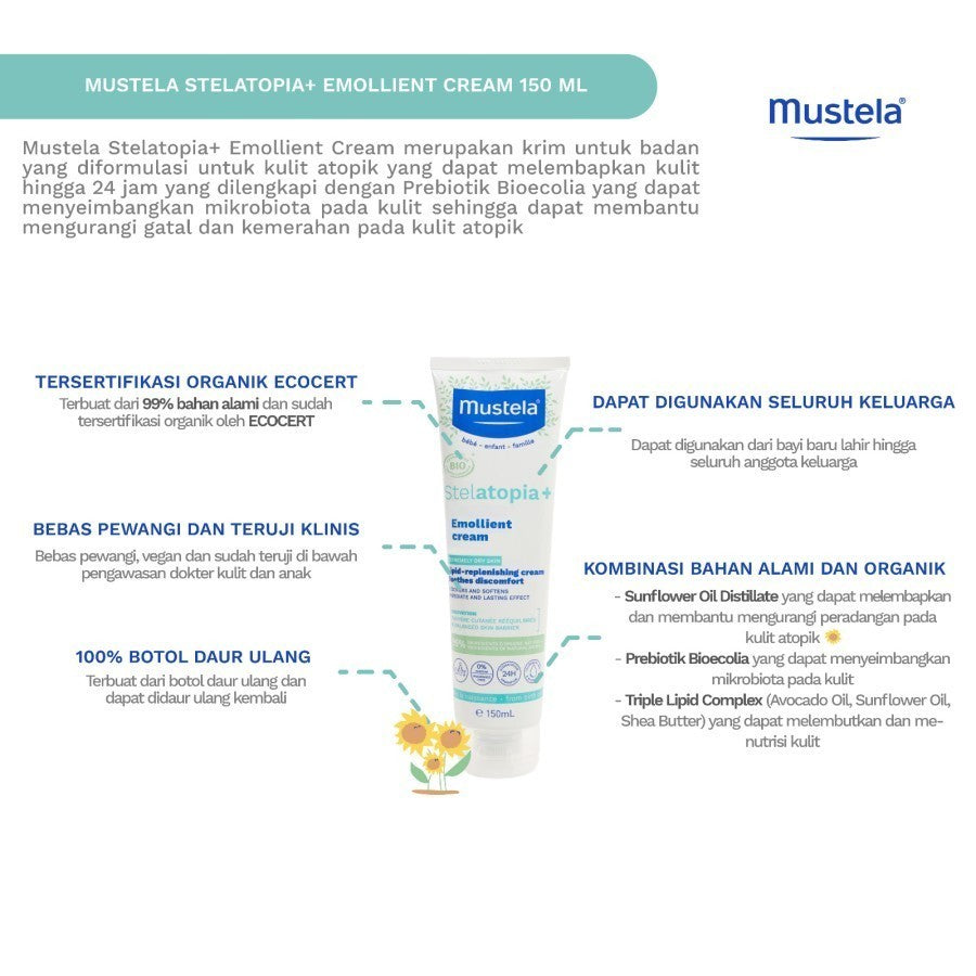 Mustela Stelatopia+ Emollient Cream 150ml & 300ml - Lotion Bayi Atopic