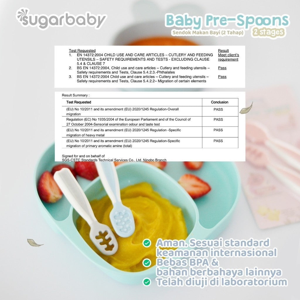 Sugar Baby Pre Spoon 2 Stages Sendok Belajar Bayi BPA FREE / Training Spoon / Peralatan Makan MPASI Bayi