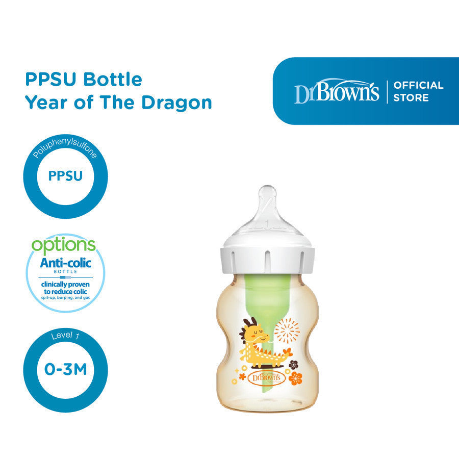 Dr. Brown's Dr Browns PPSU Wide Neck Options+ Bottle 150ml & 270ml NEW MOTIF